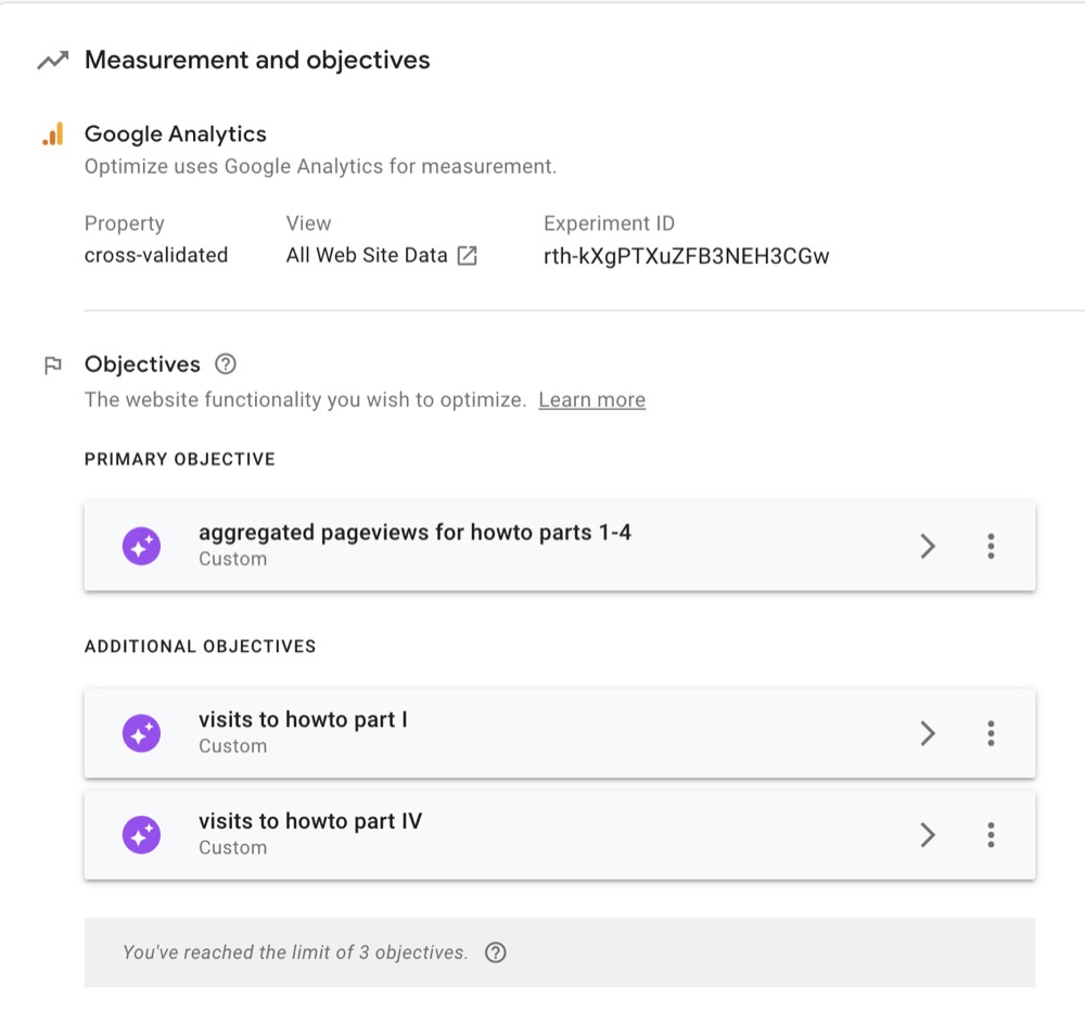 Google Optimize Objectives Overview